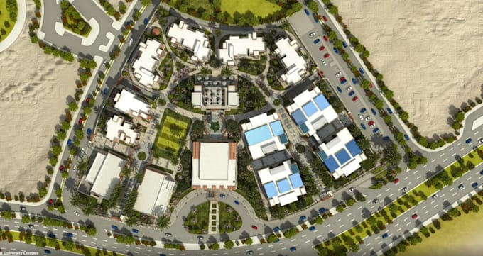 recreate urban space planning, master plan render,site plan zoning visualization