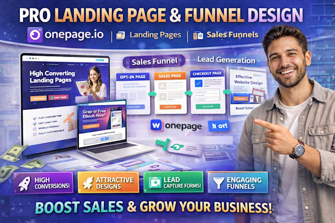 design high converting onepage io sales funnel website