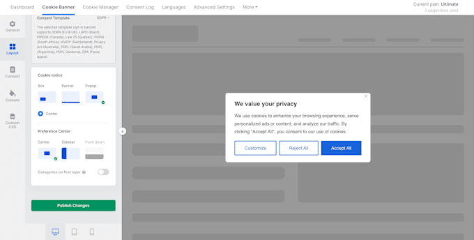 implement consent management platform using cookieyes