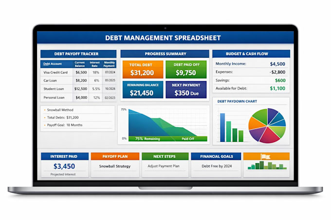 create a debt payoff and management excel spreadsheet tracker