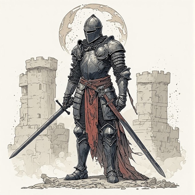 do dark medieval art illustration for you