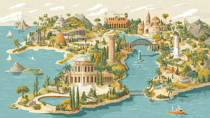 draw custom travel illustrated vector map design