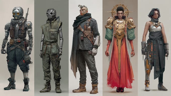 create scifi, fantasy, superhero character design