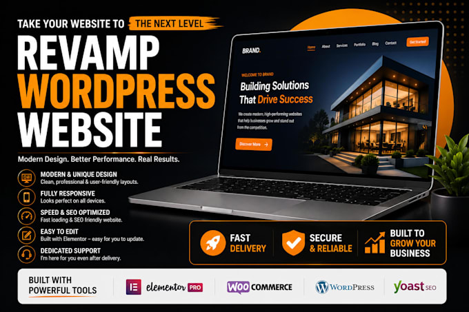 revamp wordpress website, redesign responsive business website