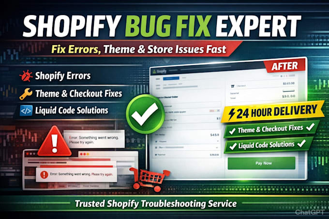 fix shopify bug error and store issue errors and troubleshooting