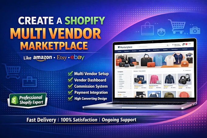 create a high converting shopify multi vendor marketplace amazon etsy ebay