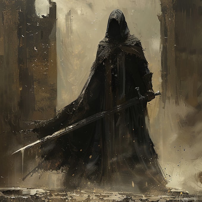 create dark medieval art illustration for you