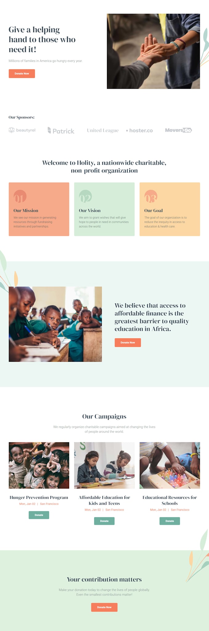 develop donation,crowdfunding,charity and nonprofit website