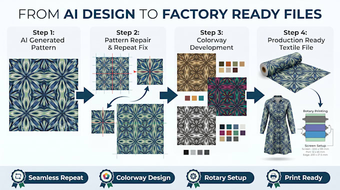 fix ai generated seamless patterns and prepare mill ready textile files