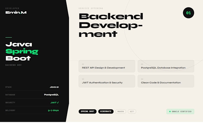 develop java spring boot backend with postgresql database