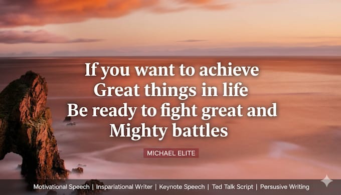 write captivating motivational, inspirational  words, speech