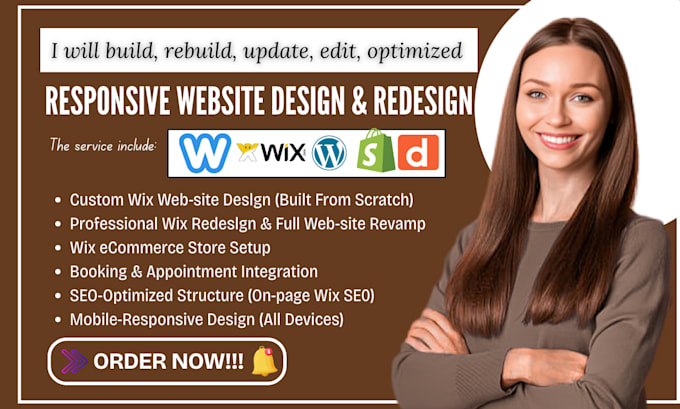 design redesign or migrate website to wordpress shopify wix duda weebly