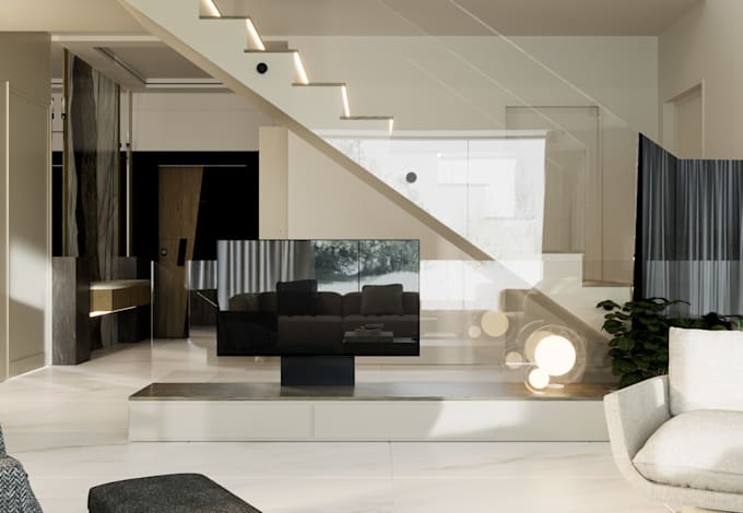 design modern bedroom interior with realistic 3d render