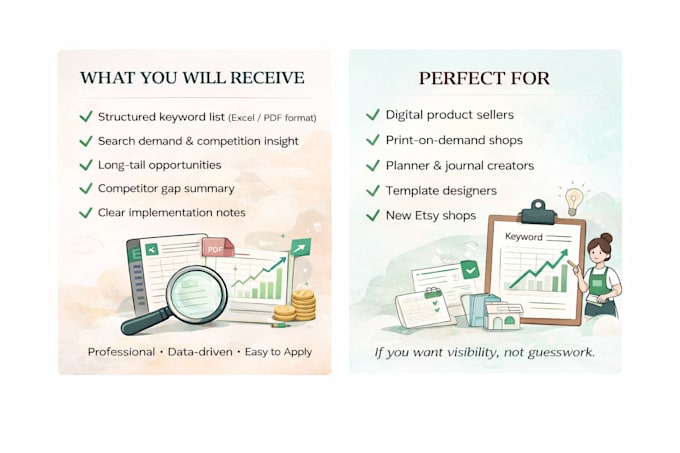 find low competition etsy keywords for printables and planners