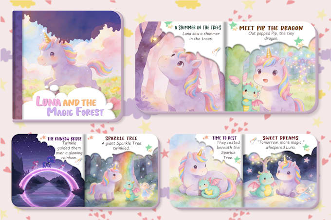 create magical children book illustrations and book covers