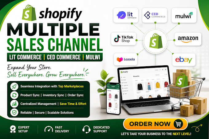 do shopify multiple sales channel lit commerce ced commerce amazon tiktok mulwi