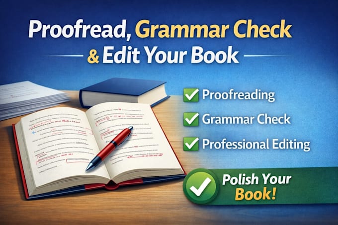 proofread, grammar check, and edit your book professionally