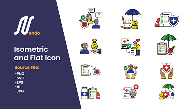 create isometric, flat icon set in 12 hours