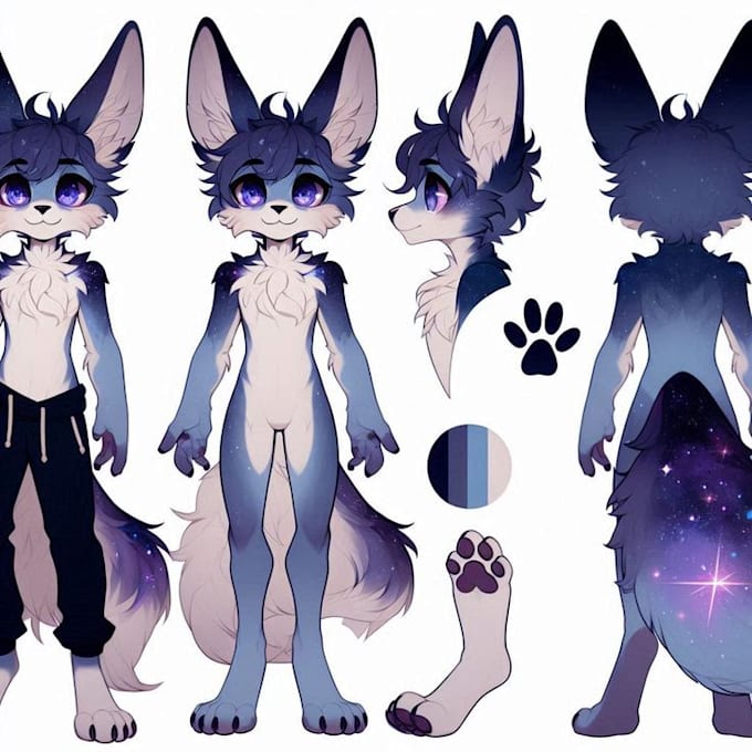 Draw furry art furry reference sheet ref sheet of fursona character ...