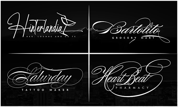 do handwritten, scripted, signature and cursive logo