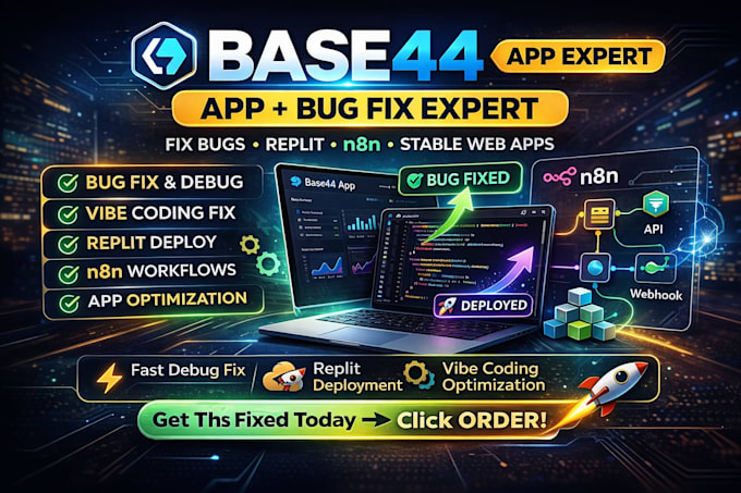 base44 app expert base44 replit base44 webapp base44 app bug fix n8n vibe coding
