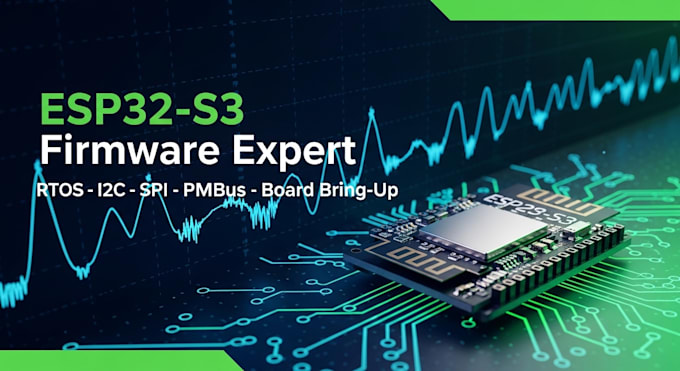 esp32 firmware development, rtos, i2c, spi, pmbus, uart iot  dc dc controller
