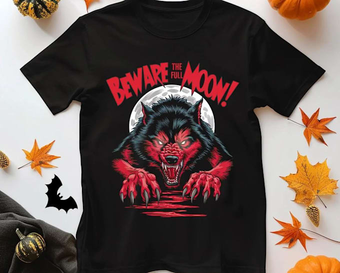 create unique t shirt werewolf horror logo