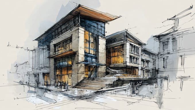 draw an architectural sketch for commercial use