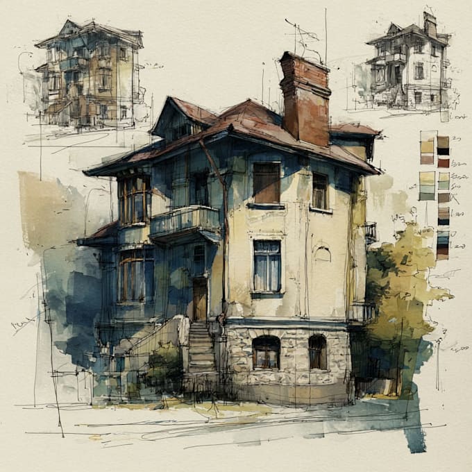 hand drawn artistic watercolor art