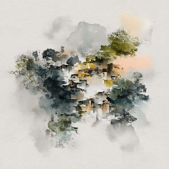 hand drawn artistic watercolor art