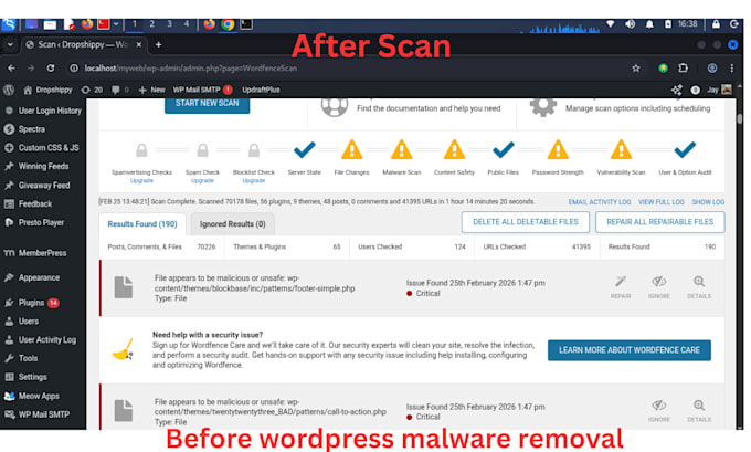 do wordpress malware removal, fix hacked wordpress and improve security