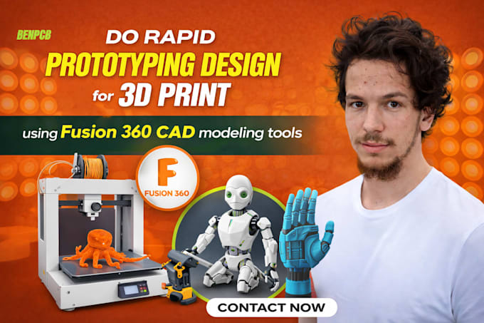 Do rapid prototyping design for 3d print using fusion 360 cad modeling ...