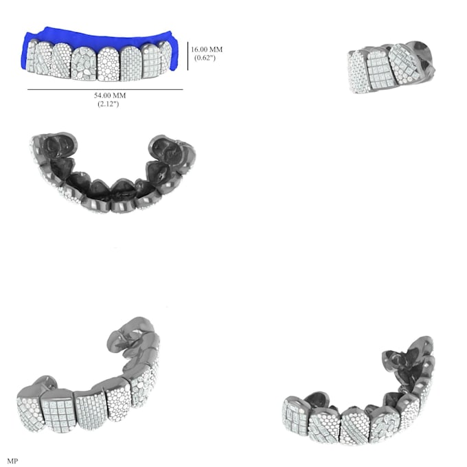 design custom hip hop diamond grillz 3d cad ready for casting