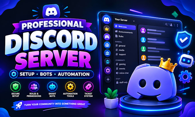 setup a professional custom discord server with discord bot for gaming community