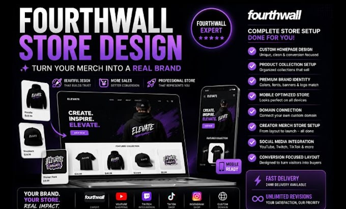design fourthwall store, set up fourthwall merch pod website