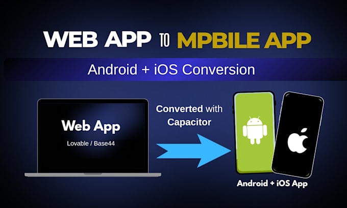 convert lovable ai or base44 web app into android and ios app using capacitor