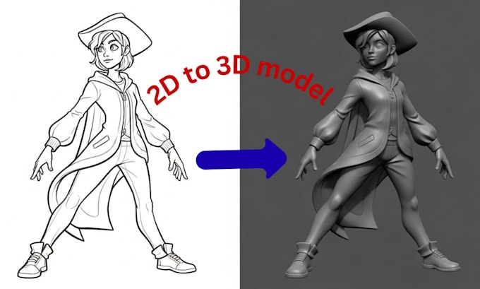 convert 2d to 3d model, sketch to 3d model photo to 3d for 3d printing