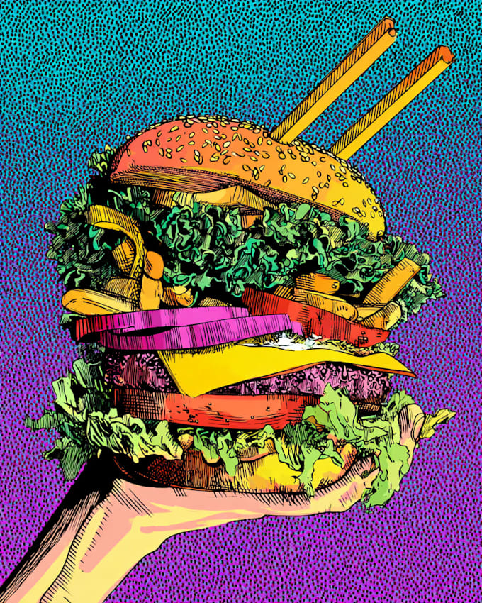 create custom food pop art artwork for wall decor