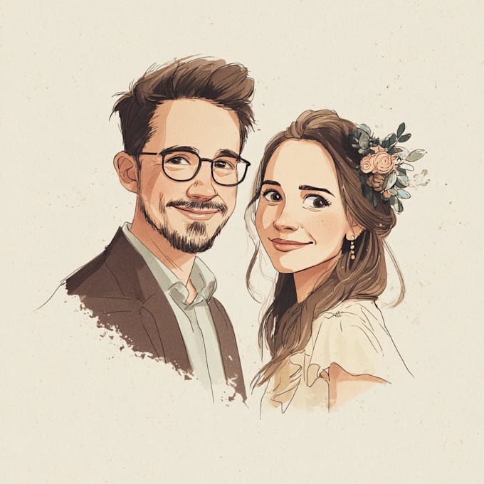 draw couple portraits in digital art