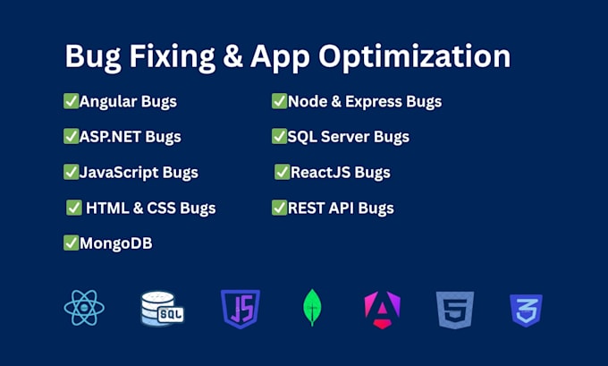 do javascript, reactjs, dot net core mvc, sql server bugs fix professionally