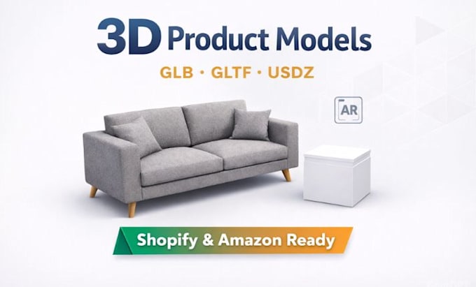 create 3d glb, gltf and usdz models for shopify and amazon product pages