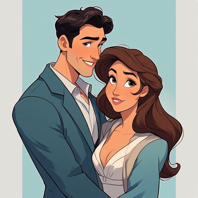 draw romantic couple portrait illustration