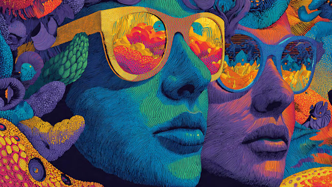 do colorful trippy psychedelic style illustration