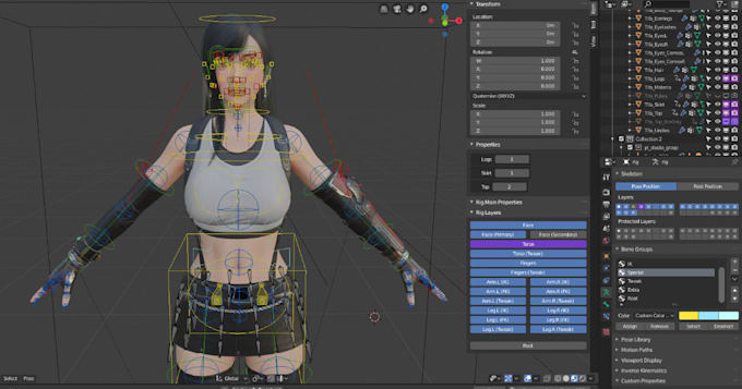rig 3d model, vrchat, warudo, vtube, vroid model, koikatsu, mmd,arkit blendshape