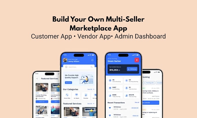 build a custom multi vendor ecommerce mobile app and admin panel