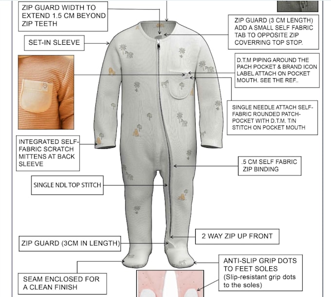 fashion technical drawings, complete tech pack designs