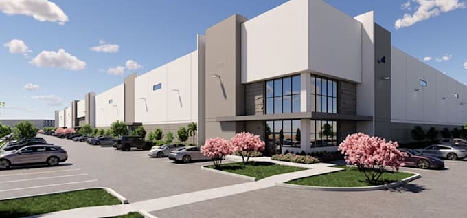 reconstruct industrial building, factory facility, warehouse facade, workshop