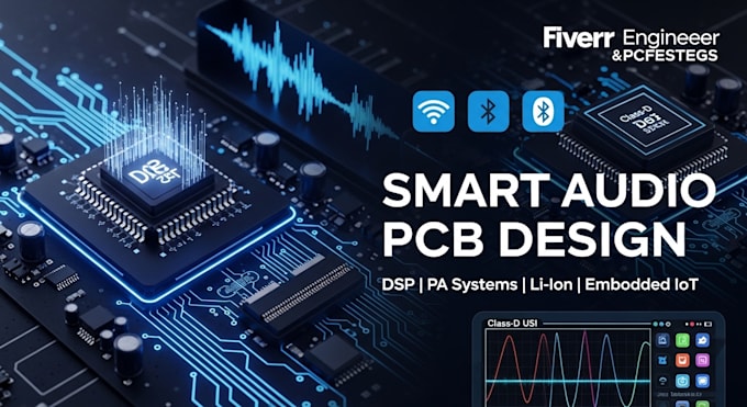 do smart audio pcb design, dsp, pa systems, li ion, embedded iot hmi lcd display