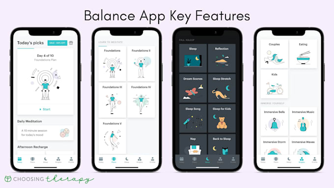 develop meditation app, fitness, yoga app, affirmation app, therapy app