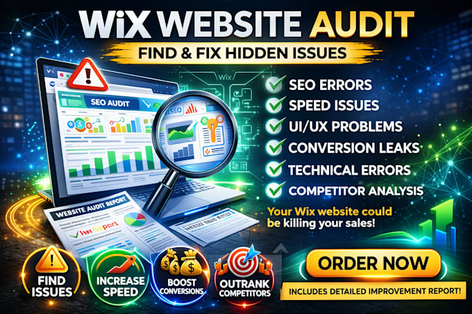 audit wix website for SEO, audit wix speed and conversion issues wix audit